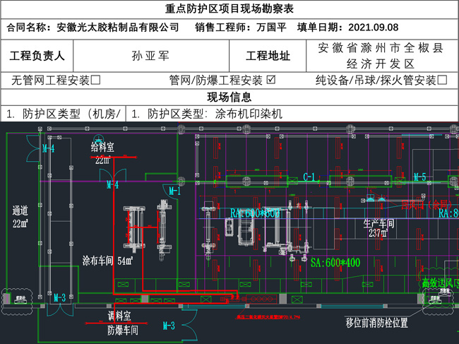 現(xiàn)場勘察表、設(shè)計(jì)滅火方案